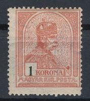 1906 Turul 1K nagy piros folt a jobb alsó sarokban (23.000++) (enyhe törés / light fold)