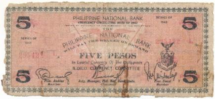 Fülöp-szigetek 1943. Iloilo 5P T:G
Philippines 1943. Iloilo 5 Pesos C:G
Krause P#S325