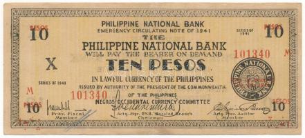 Fülöp-szigetek 1941. 10P T:F folt, egyébként erős papír
Philippines 1941. 10 Pesos C:F spotted, oth...