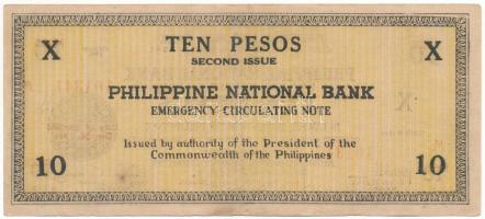 Fülöp-szigetek 1941. 10P T:F folt, egyébként erős papír
Philippines 1941. 10 Pesos C:F spotted, oth...