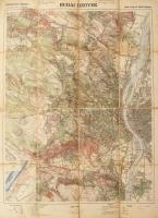 ca 1930 Budai hegyek térkép vászonra kasírozva 47x61 cm