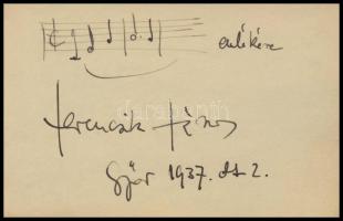 Aláírás-gyűjtemény, magyar és külföldi zenészek, énekesek, köztük Bartók Béla (1881-1945) és Bartókn...