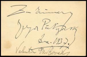 Aláírás-gyűjtemény, magyar és külföldi zenészek, énekesek, köztük Bartók Béla (1881-1945) és Bartókn...
