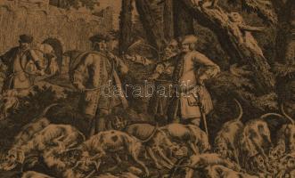 Johann Elias Ridinger (1698-1767): Vadászjelenet. Rézmetszet, papír, jelzett a metszeten, kissé vise...