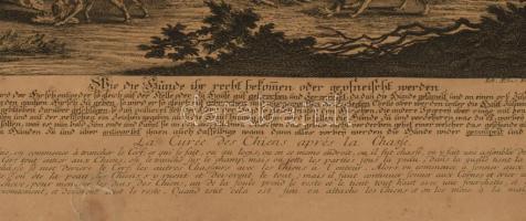 Johann Elias Ridinger (1698-1767): Vadászjelenet. Rézmetszet, papír, jelzett a metszeten, kissé vise...