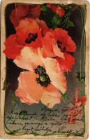 1905 Poppy flowers. Meissner &amp; Buch Künstlerpostkarten Serie 1201. 'Blumenschmuck'...