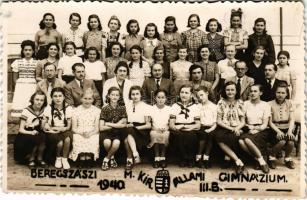 1940 Beregszász, Beregovo, Berehove; M. Kir. Állami Gimnázium III. B. csoportképe, diákok / high sch...