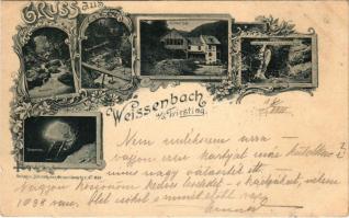 1898 Weissenbach an der Triesting, Myrafälle, Myra-Wasserfälle, Gasthof Kohl, Eingang in die Steinwa...