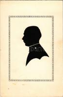 Sziluett katona alakjával / silhouette art postcard with soldier (fl)
