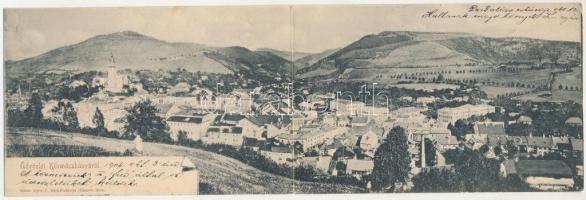1904 Körmöcbánya, Kremnitz, Kremnica; látkép. Ritter Lipót J. kiadása, 2-részes kihajtható panorámal...