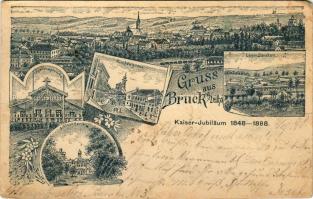 1898 Lajtabruck, Bruck an der Leitha; Kaiser-Jubiläum 1848-1898. Lager Hauptwache, Kirchengasse, Lag...