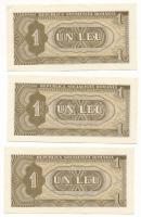 Románia 1966. 1L (3x) sorszámkövetők "F.0018 199104 - F.0018 199106" T:XF
Romania 1966. 1...