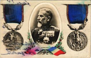 M. S. Regele Carol I / Carol I, King of Romania with Second Balkan War medals (ragasztónyom / glue m...
