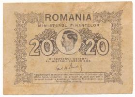 Románia 1945. 20L T:F beszakadás
Romania 1945. 20 Lei C:F tear
Krause P#76