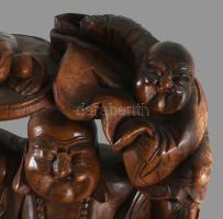 Nevető Buddha nagy méretű faragott fa szobor. 42 cm Egy darabból faragva