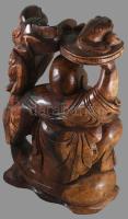 Nevető Buddha nagy méretű faragott fa szobor. 42 cm Egy darabból faragva