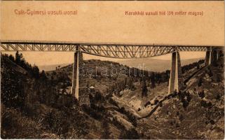1910 Csíkgyimes, Gyimes, Ghimes; Csík-Gyimesi vasútvonal, Karakkói (karakói) vasúti híd, viadukt. Be...
