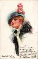 1922 Italian lady art postcard. "ERKAL" No. 301/3. s: Usabal (EK)