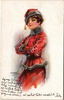 1922 Italian lady art postcard. "ERKAL" No. 324/2. s: Usabal