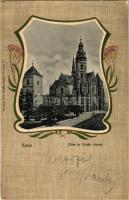 1904 Kassa, Kosice; Dóm és Orbán torony. Nyulászi Béla kiadása, szecessziós-virágos litho keret / ca...