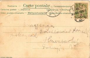 1904 Kassa, Kosice; Dóm és Orbán torony. Nyulászi Béla kiadása, szecessziós-virágos litho keret / ca...