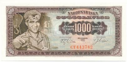 Jugoszlávia 1963. 1000D "CT 443742" T:F
Yugoslavia 1963. 1000 Dinara "CT 443742&quot...