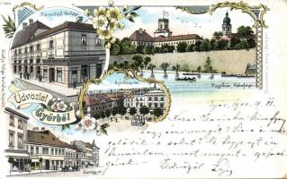 Győr a Kármelita bérház Polgár Bertalan Papírkereskedével litho (small tear)