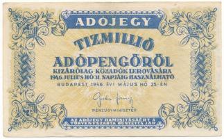 1946. 10.000.000AP vastagabb, fehér papír T:XF
Adamo P54