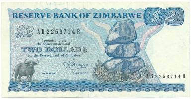 Zimbabwe 1983. 2$ "AB 2253714 R" T:F erős papír
Zimbabwe 1983. 2 Dollars "AB 2253714...