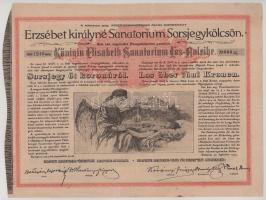 1904. Budapest "Erzsébet királyné Sanatorium Sorsjegykölcsön" sorsjegye 5K értékben, magya...