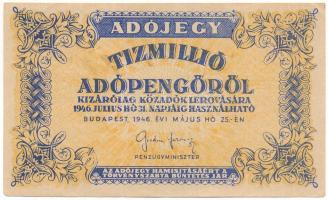 1946. 10.000.000AP koronás vízjel T:F szép papír
Adamo P54
