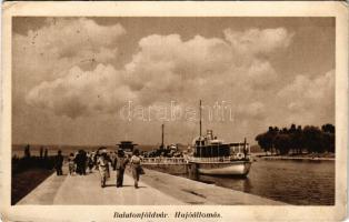 1937 Balatonföldvár, hajóállomás, gőzhajó (EK)