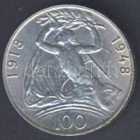 Csehszlovákia 1948. 100K Ag "Függetlenség" T:2