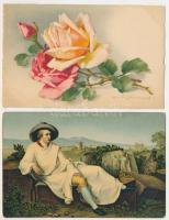 21 db RÉGI motívum képeslap: művészlapok, közte Stengel, Catharina Klein, litho, stb. / 21 pre-1945 ...