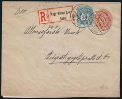 1895 Díjkiegészített díjjegyes ajánlott levél "NAGY-VÁRAD P. U."