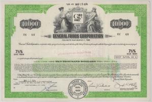 Amerikai Egyesült Államok 1974. "General Foods Corporation" részvénye 10.000$ értékben, fe...