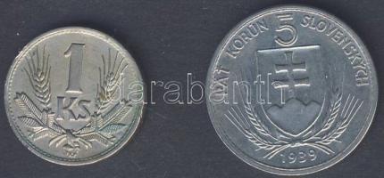 Szlovákia 1939. 5K + 1945. 1K T:2