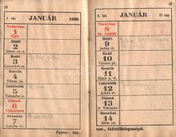 Grünfeld Miksa borkereskedő előjegyzési naptára az 1933. évre, egy budapesti hölgy személyes bejegyz...