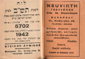 Zsebnaptár 1941-42. Tartalmazza a szombati és hétköznapi mincha, máriv, az étkezés utáni, lefekvés e...