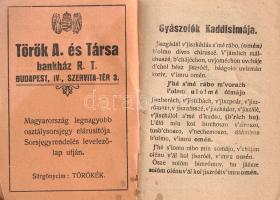 Zsebnaptár 1941-42. Tartalmazza a szombati és hétköznapi mincha, máriv, az étkezés utáni, lefekvés e...