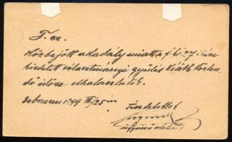 1899 Debrecen, Kieselbach Gyula (?-1915) szobafestő, festőművész részére címzett levelezőlap