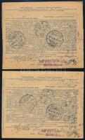 1922 2 db csomagszállító 5K + 4 x 10K bérmentesítéssel, "NYÍREGYHÁZA" - "GYULA"