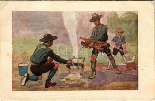 1926 Fő a gulyás. Cserkész művészlap. A Magyar Lapvállalat kiadása. Apostol nyomda / Hungarian boy s...