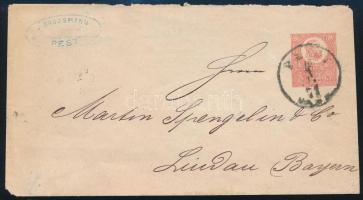1871 5kr díjjegyes levél "PEST" - Lindau, Bajorországba küldve