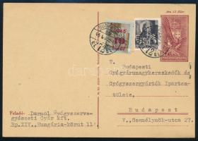 1945 3 db díjkiegészített levelezőlap