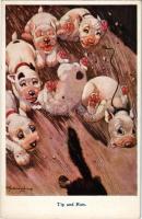 "Tip and Run" Bonzo dogs chasing a cat. The R.P.S. Series 1024. s: G. E. Studdy