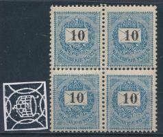 1898 Feketeszámú 10kr 4-es tömb (24.800) (fogelválások / aparted perfs.)