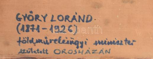 AK jelzéssel: felpéczi Győry Loránd (1871-1926) gazdaságpolitikus, a Földművelésügyi Minisztérium al...