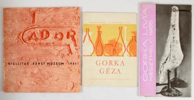 3 db kiállítási katalógus: Gorka Géza keramikusművész kiállítása, Nemzeti Szalon, 1957 + Gádor Istvá...