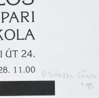 Győrffy Sándor (1951-): IV. Nagykőrösi Grafikai Tárlat, 1993. Kiállítási plakát, szitanyomat, papír,...